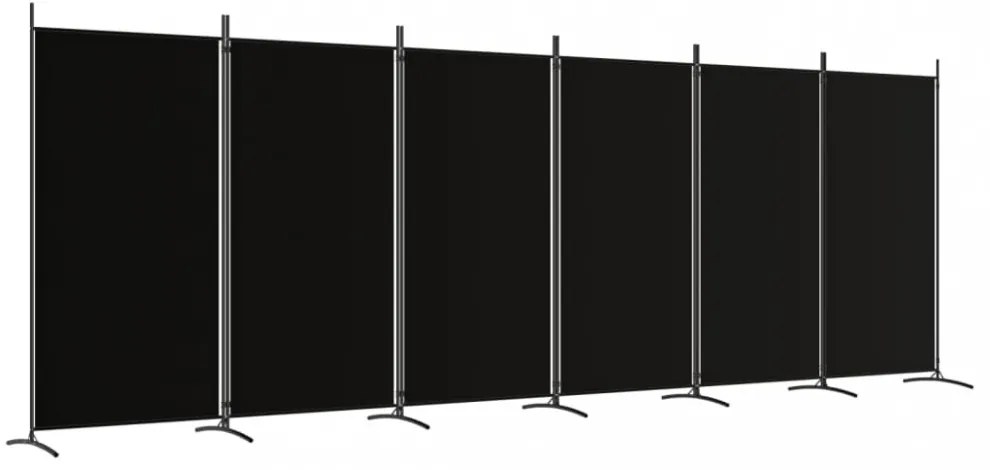 6 paneles fekete szövet térelválasztó 520x180 cm