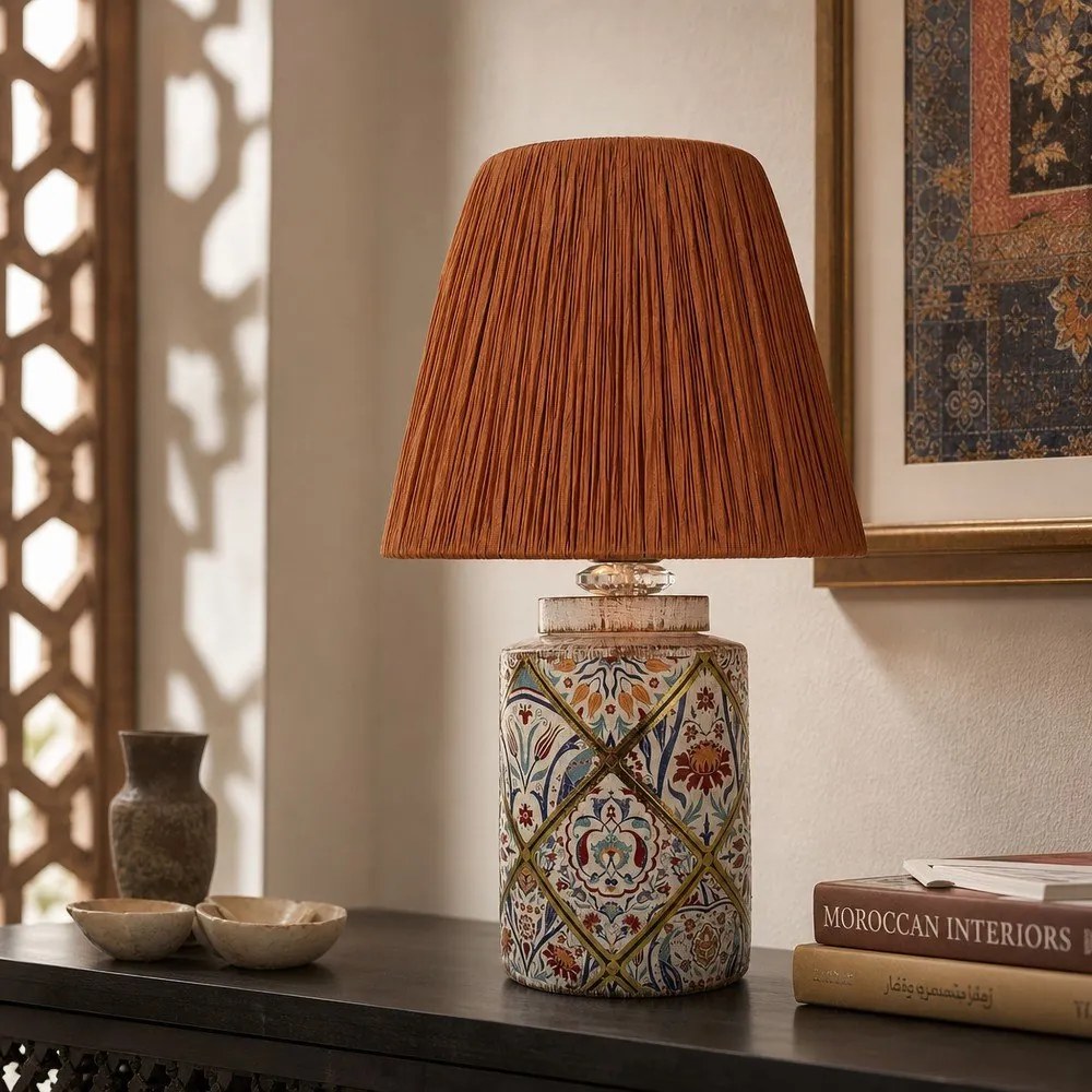 Terrakotta színű asztali lámpa papír zsinór búrával (magasság 40 cm) Alev – Opviq lights