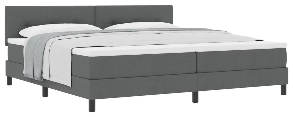 Box Spring Ágy Matraccal Sötétszürke 200x200 cm Textil