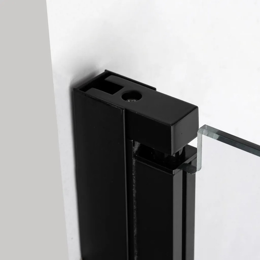 Stuxi Bari Fix Black 150 cm (80+70) széles nyíló zuhanyajtó fix fallal, 6 mm vízlepergető üveggel, matt fekete profillal, 195 cm magas
