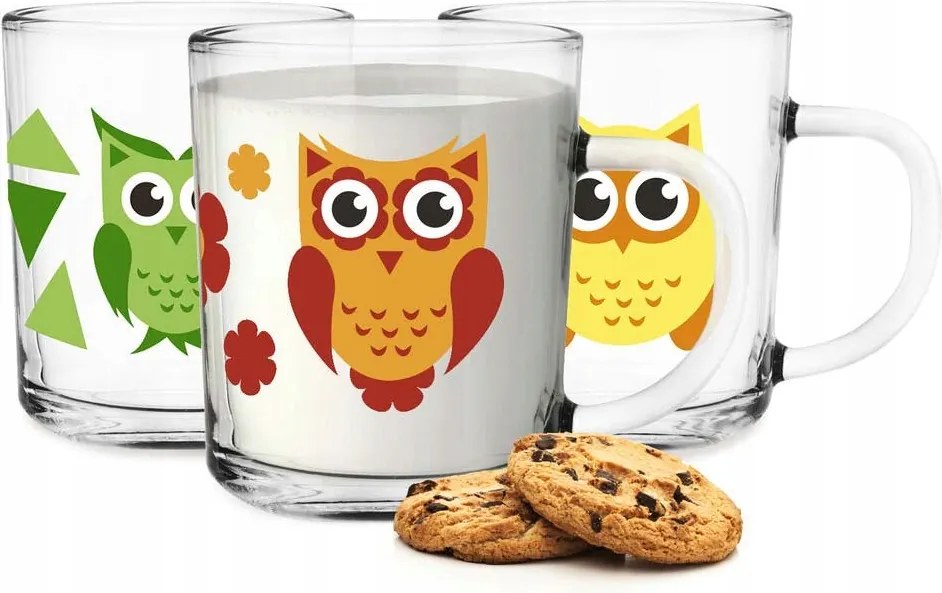 Bögre szett gyerekeknek 220ml kis poharak 3 db-os szett Baglyok