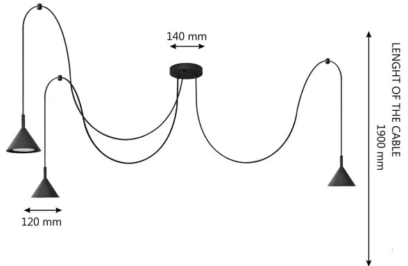 Csillár zsinóron ETNA 3xGX53/10W/230V pók fekete