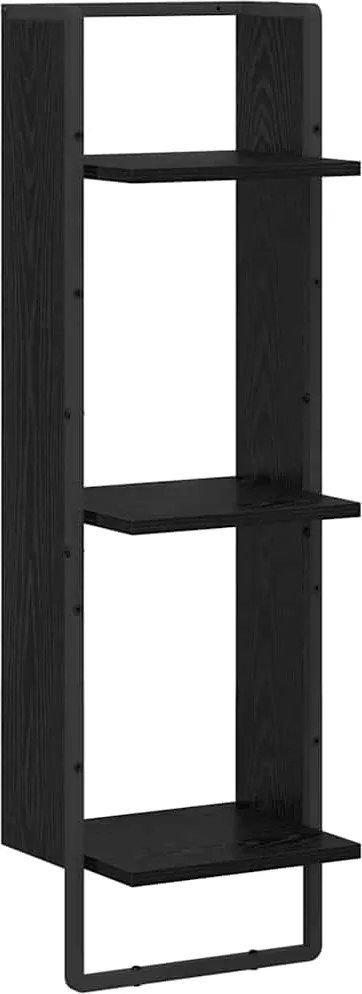 vidaXL Falpolc polcokkal Fekete tölgy 30 x 25 x 100 cm Faanyag