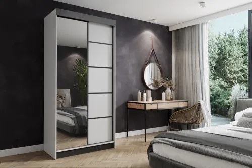 Amo 100 Tolóajtós Szekrény 100cm, Fehér