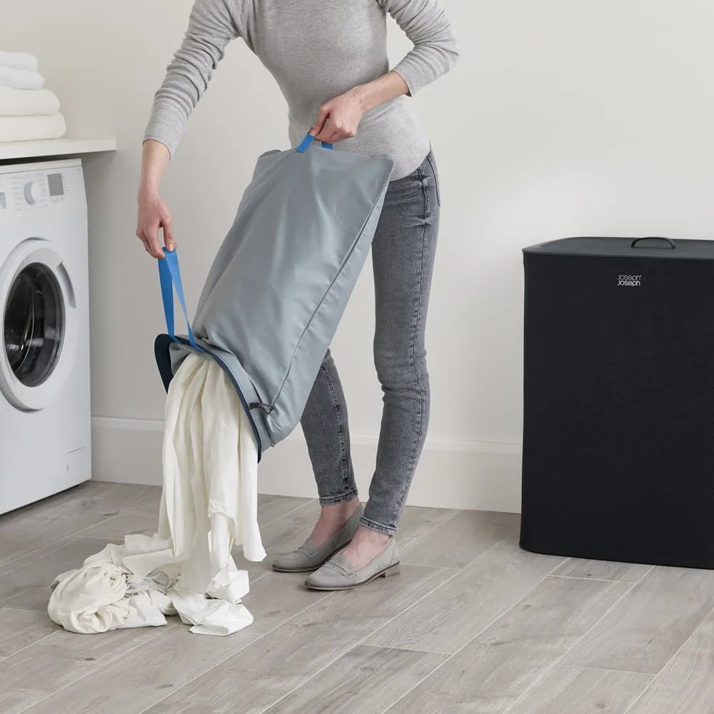 Antracitszürke textil-műanyag szennyeskosár 2x45 l Tota – Joseph Joseph