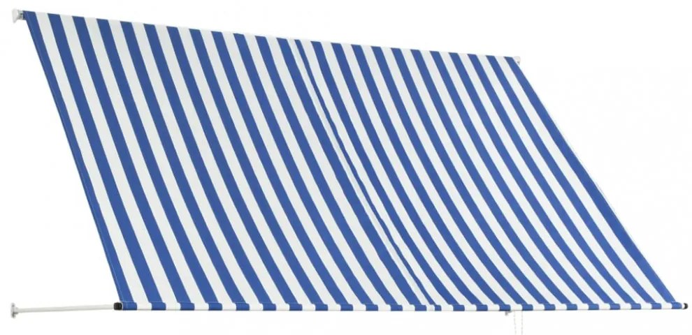 feltekerhető kék és fehér napellenző 250 x 150 cm