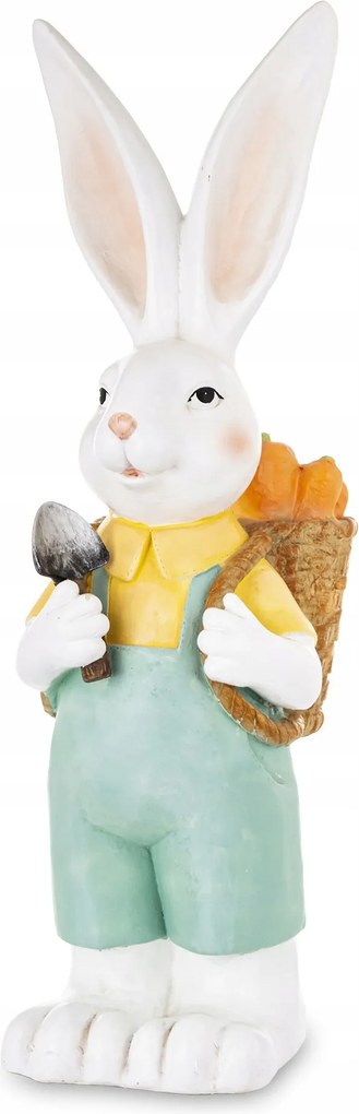 Húsvéti nyuszi kertész figura sárgarépa kosárral 83x22x33cm A176447