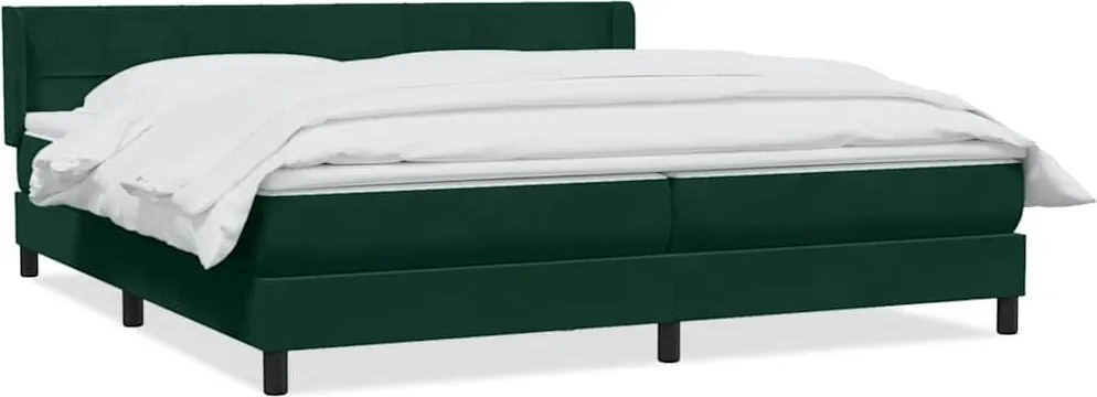 vidaXL sötétzöld bársony rugós ágy matraccal 180x220 cm