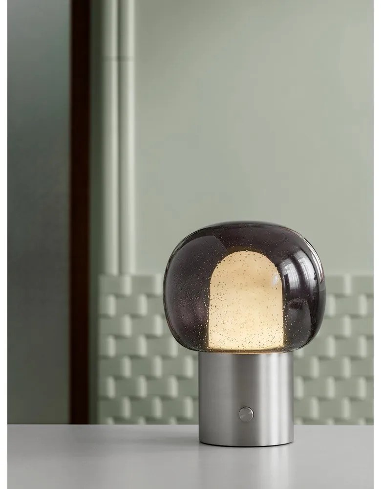 Antracitszürke alumínium LED asztali lámpa üveg búrával (magasság 32 cm) Iris – Blomus