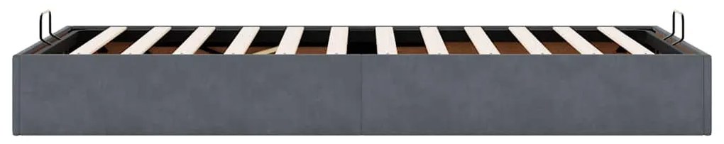Ottomán ágykeret matrac nélkül Sötétszürke 90x200 cm bársony