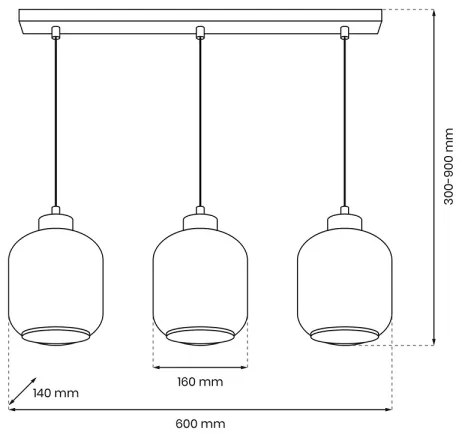 Csillár zsinóron SOMBRA 3xE27/60W/230V szürke