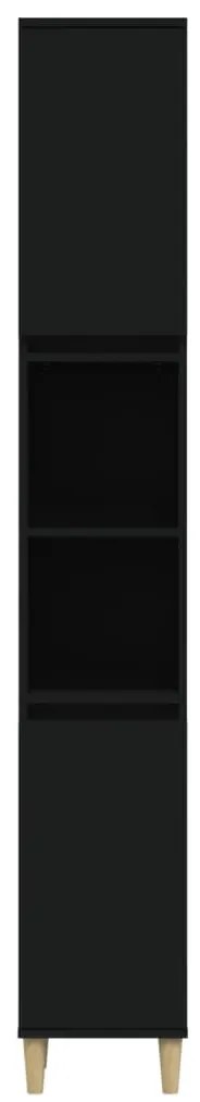 fekete szerelt fa fürdőszobaszekrény 30 x 30 x 190 cm