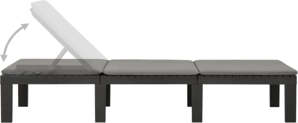 HAITI kerti napozóágy párnával, 65×195×78cm, antracit I.P.A.E-Progarden
