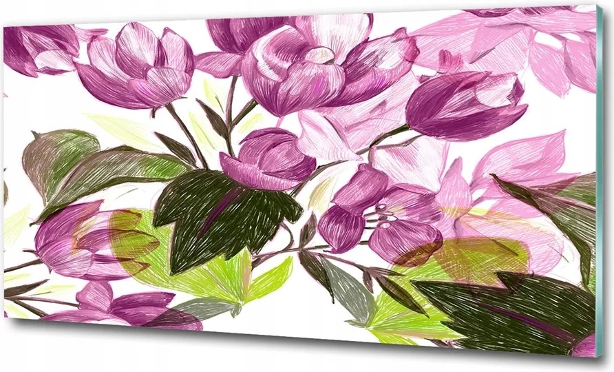 Fotó kép edzett üveg Virágos minta 125x50