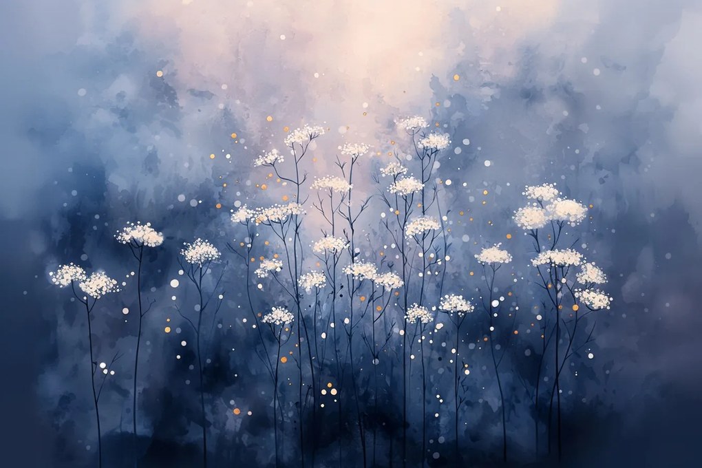 Fotótapéta Flizelina Természet Rét Kert Fehér Virágok Este 152,5x104 ragasztó