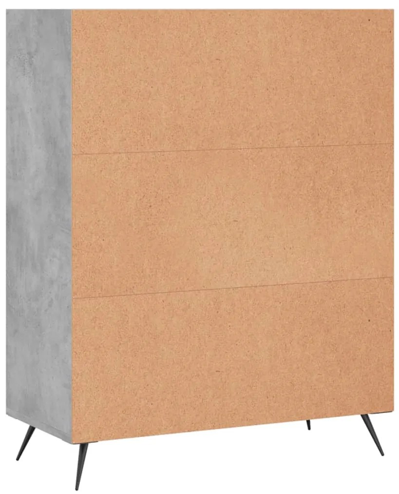 betonszürke szerelt fa könyvespolc 69,5 x 32,5 x 90 cm