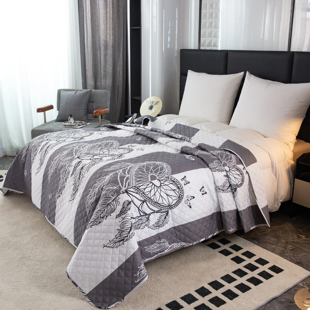 Ágytakaró TIRSO szürke-fehér Méret: 220 x 240 cm