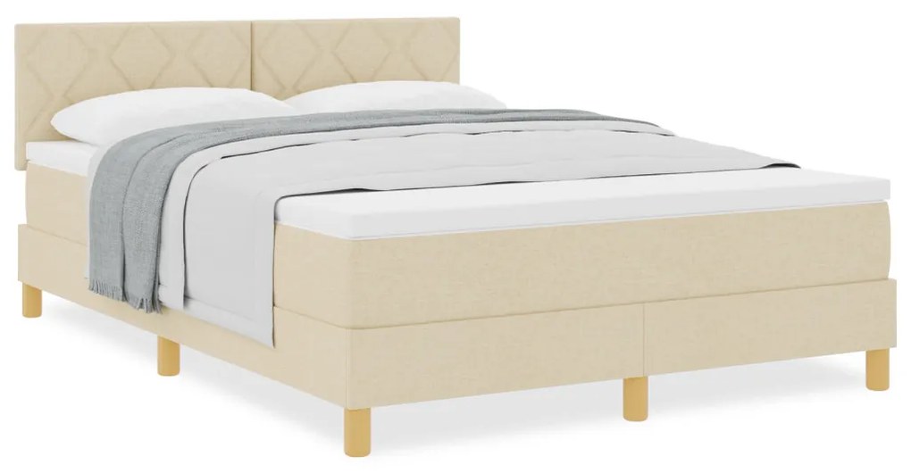 Box Spring Ágy Matrac Krém 140x200 cm Szövet