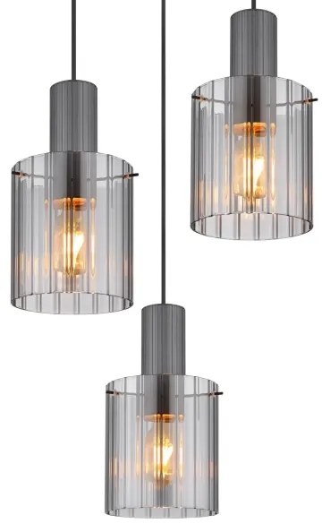 Globo 15904-3HR - Csillár zsinóron TULIVAR 3xE27/40W/230V átm. 48 cm szürke