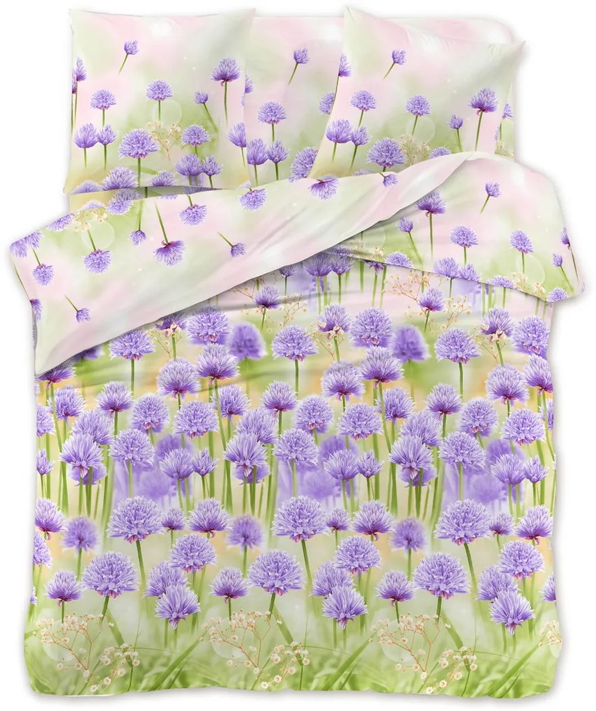 PURPLE FLOWERS zöld 3D ágyneműhuzat Ágyneműhuzat mérete: 70 x 80 cm | 140 x 200 cm