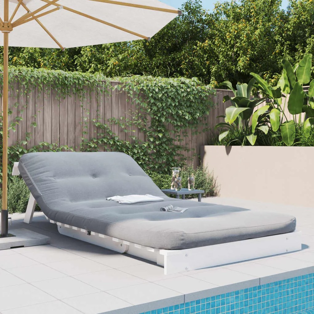 fehér tömör fenyőfa futon kanapéágy matraccal 100 x 206 x 11 cm