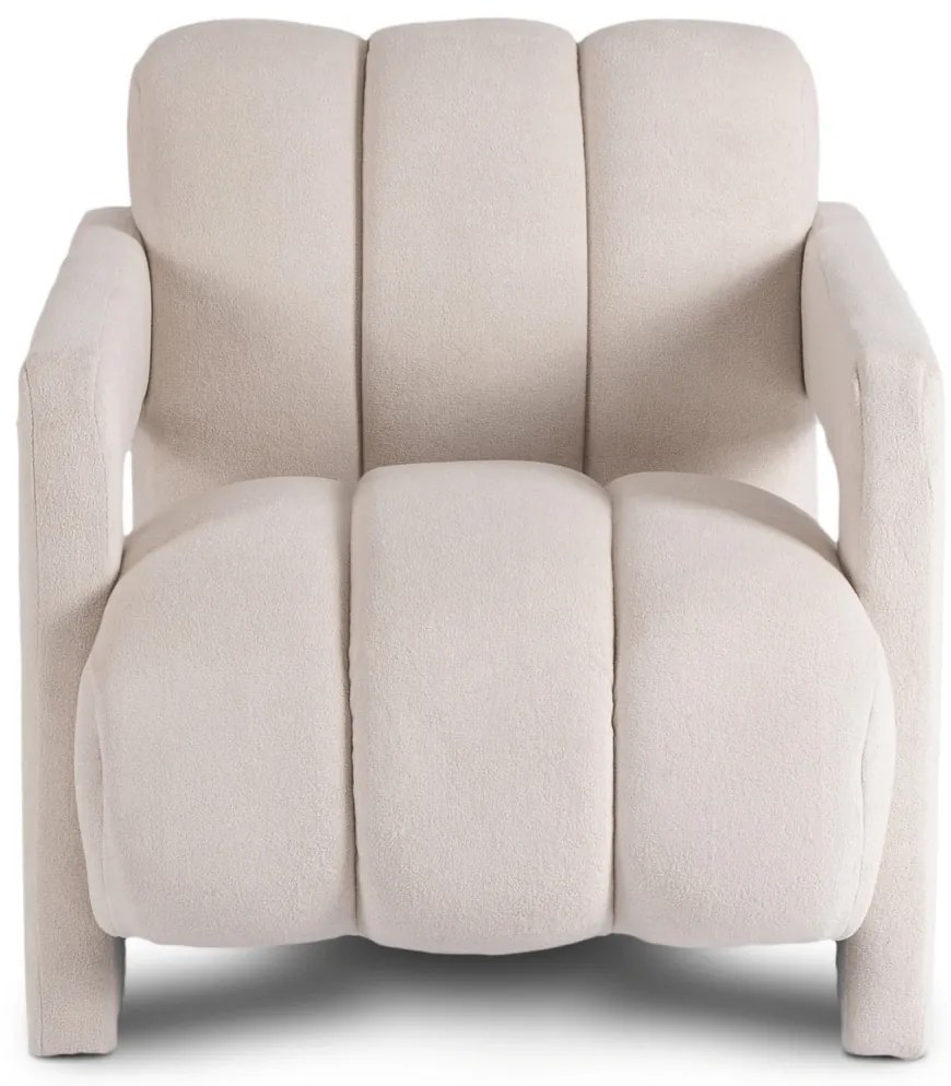 Designer Fotel Krém Bouclé Kárpittal. BENDER