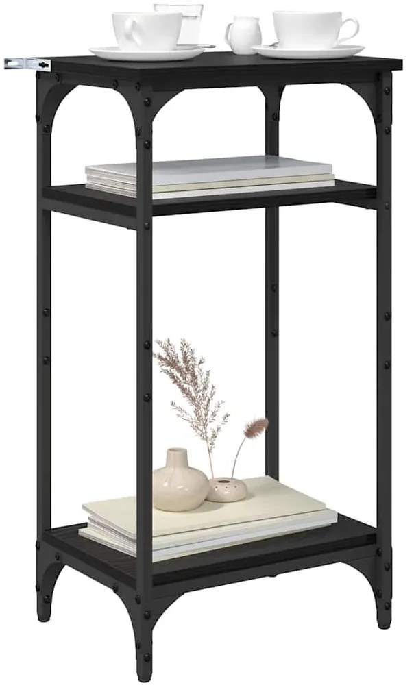 Oldal asztal polcokkal Musta tammi 40 x 30 x 75 cm Faanyag