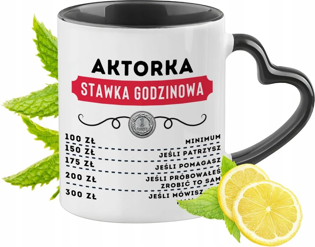 Fekete bögre szív alakú füllel Színésznőnek Ajándék