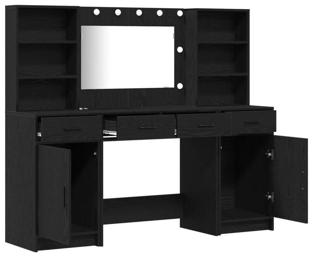 Sminkasztal Készlet 3 pcs Musta tammi 78.5 x 41 x 135 cm