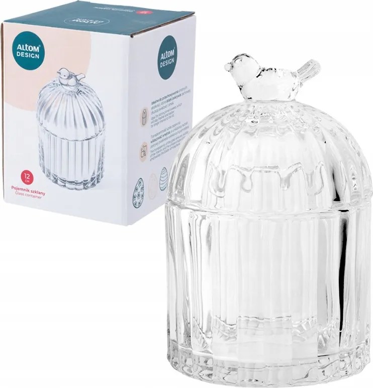 Üveg tároló doboz fedővel Húsvéti madár 12 cm