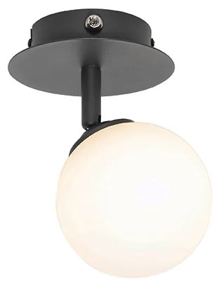 Modern fekete reflektor opál üveggel kapcsolóval - Athén