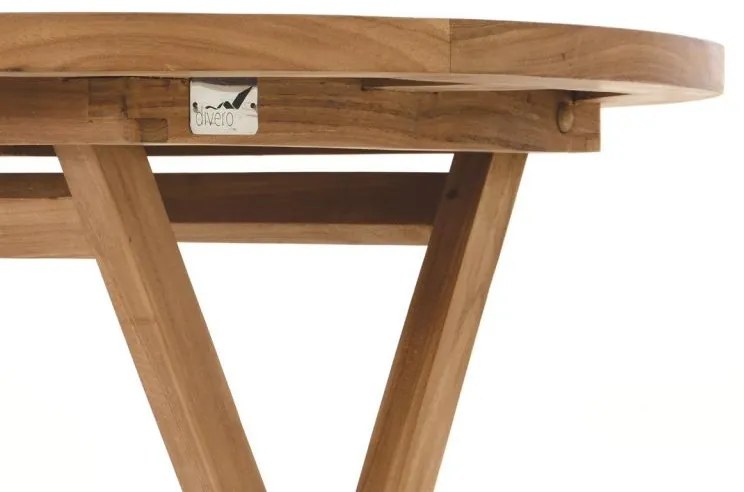 DIVERO összecsukható kerti körasztal tíkfából - Ø 80 cm