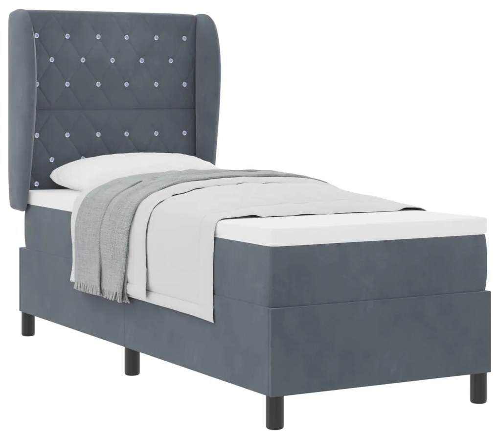 vidaXL Boxrugós ágy matracmal Sötétszürke 200 x 80 cm Poliészter