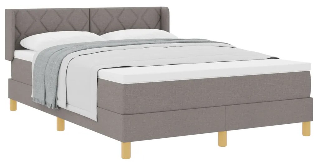 Box Spring Ágy Ágytakaróval, Bézs - 140 x 200 cm, Textil