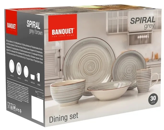 Banquet Spiral Grey 30 db-os étkészlet