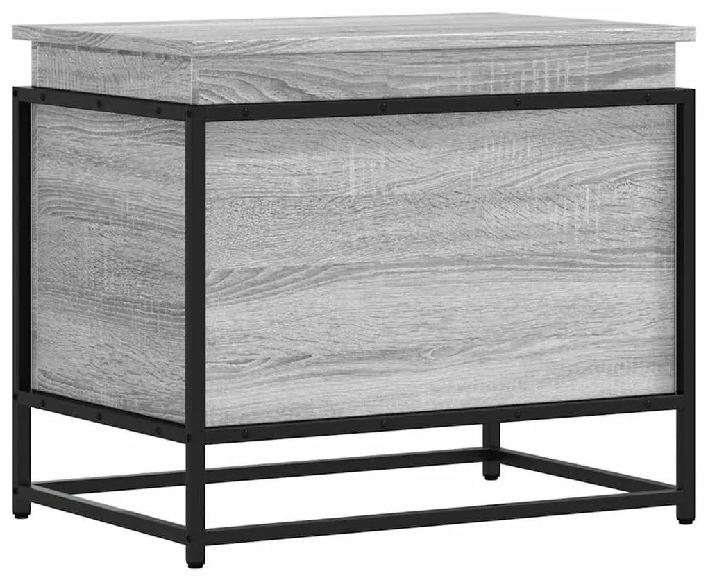 szürke sonoma szerelt fa tárolóláda fedéllel 60x40x51,5 cm