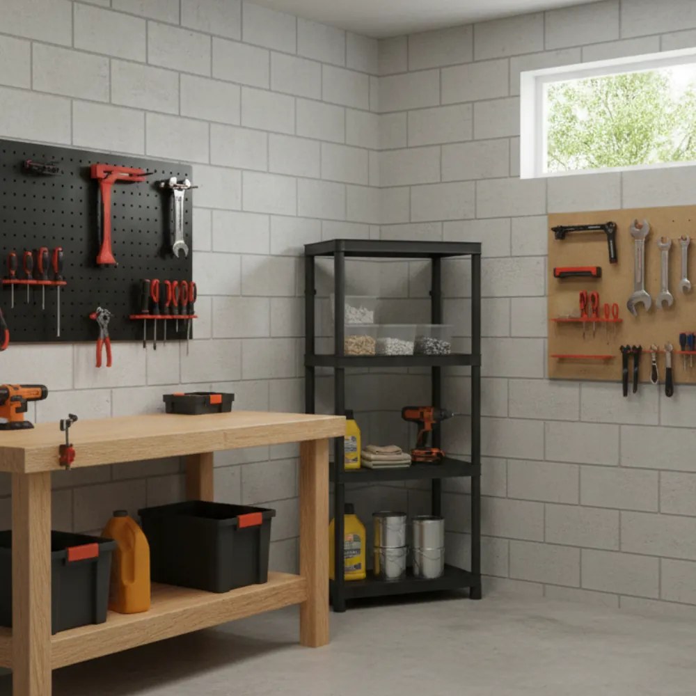 Műhelypolc STACKARO SOLID SMALL, 58x28x131,5cm, fekete Prosperplast