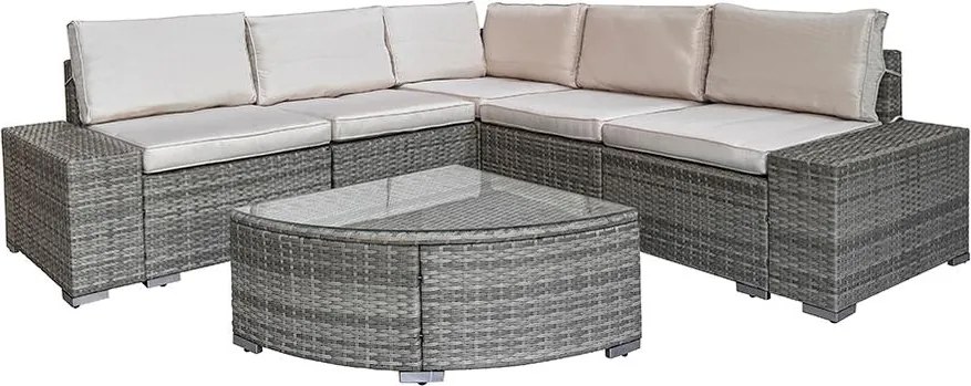 Avenberg AZURE rattan sarokgarnitúra - szürke/bézs