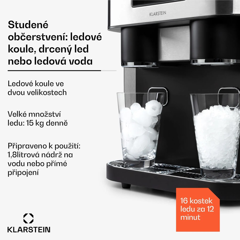 Klarstein Eiszeit Crush, jégkocka készítő, 2 nagyság, zúzott jég, ezüst