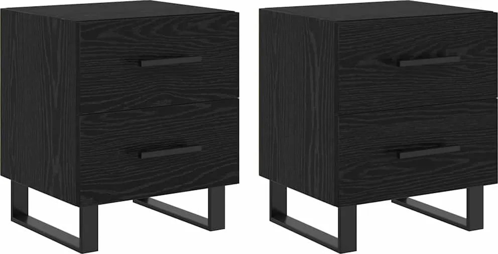 vidaXL Éjjeliszekrény 2 pcs Fekete tölgy 40 x 35 x 47,5 cm Faanyag