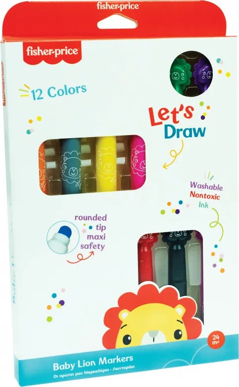 Fisher-Price Let's Draw kimosható filctoll 12 db-os