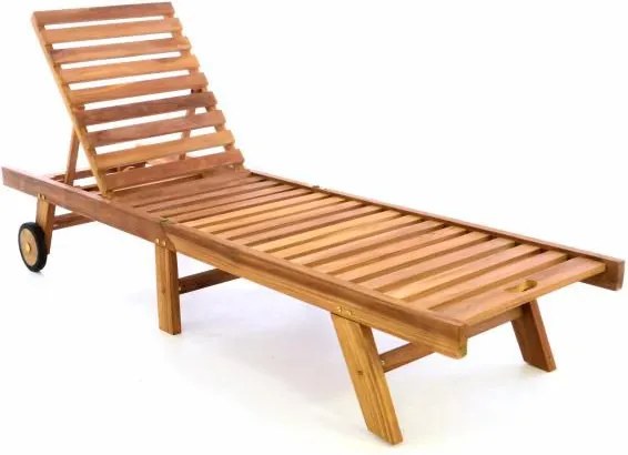 Állítható teakfa nyugágy kerekekkel  összecsukható 200 cm