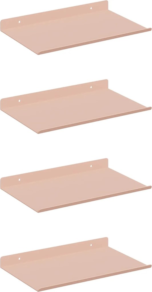 vidaXL Lebegő polc 4 pcs Rózsaszín 30 x 18 x 2,5 cm Acél
