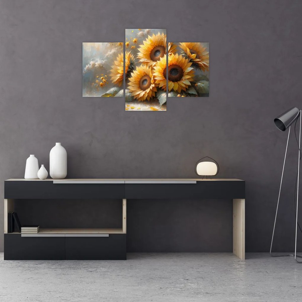 Kép - Napraforgók festménye (90x60 cm)