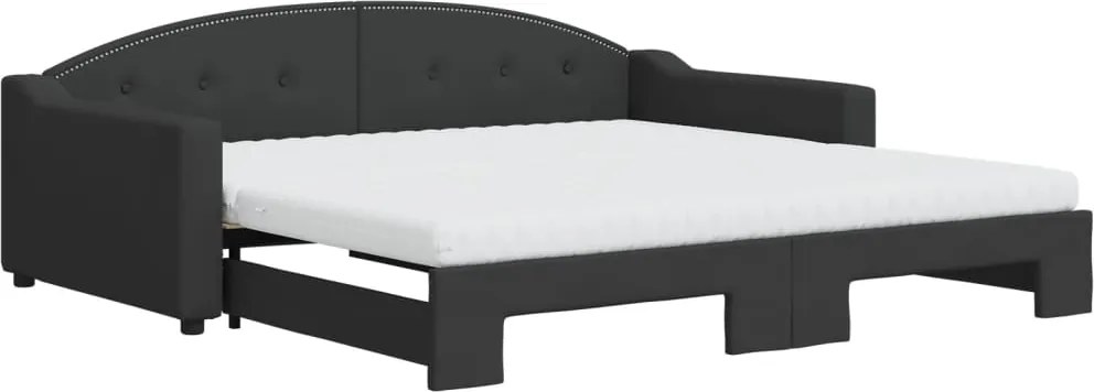 vidaXL fekete kihúzható szövet heverő matracokkal 100 x 200 cm