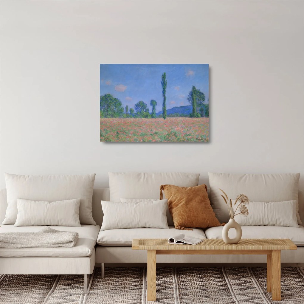 Üveg kép - Claude Monet, Poppy Field (Giverny), reprodukciók (70x50 cm)