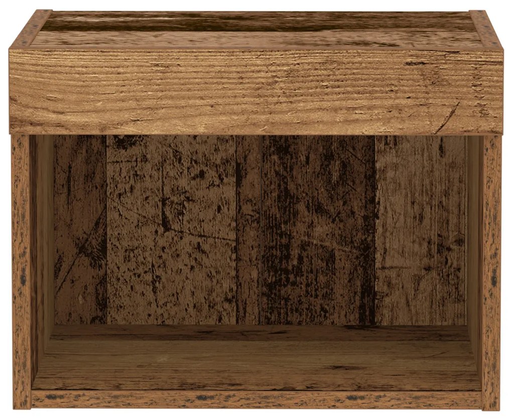 LED világítással ellátott faliszekrények 2 db Régi fa 40x30x30 cm