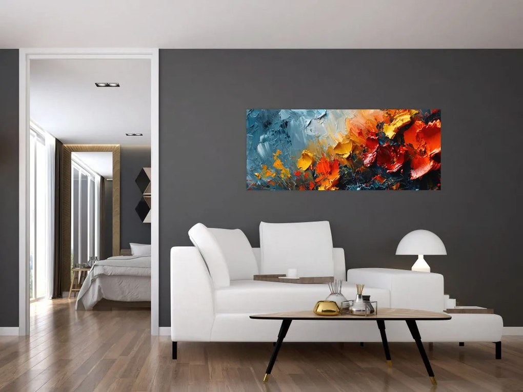 Kép - Virágok absztrakt festménye III. (120x50 cm)