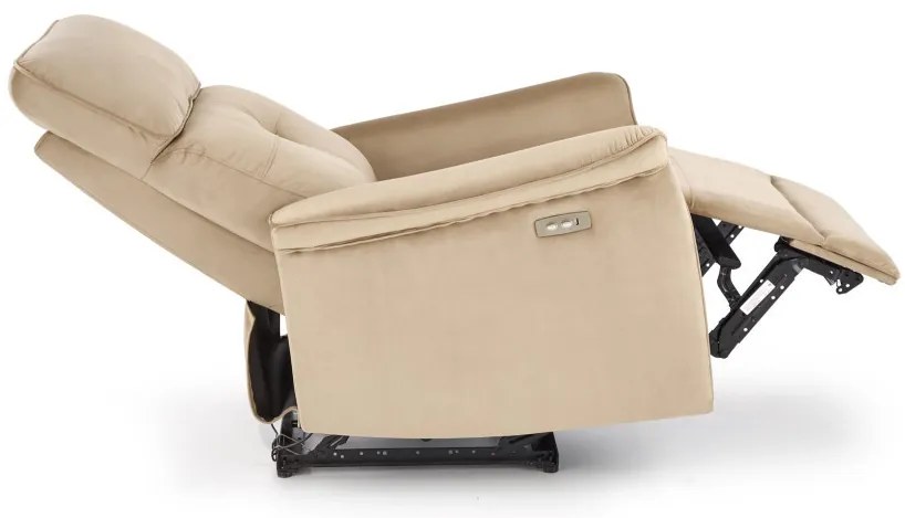 SEMIR bézs karosszék elektromos dönthető funkcióval / USB csatlakozóval