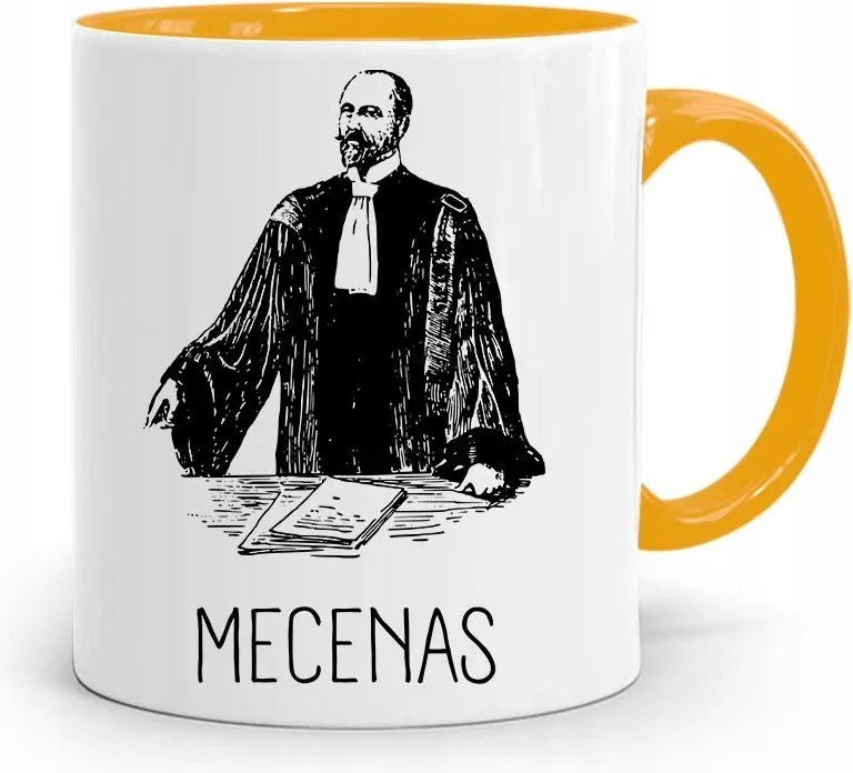 Sárga Bögre Ajándék Ügyvédnek Mecenas Nyomtatott Fényképpel